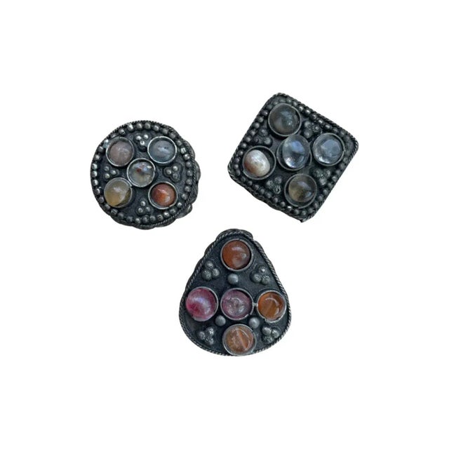 These beautiful hand-crafted decorative jewelry/pill/trinket boxes are made from silver and brass and are decorated with...