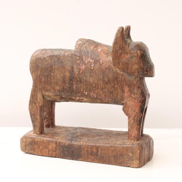 Vintage Carved Wooden Nadi Bull Figure For Sale - Image 4 of 8