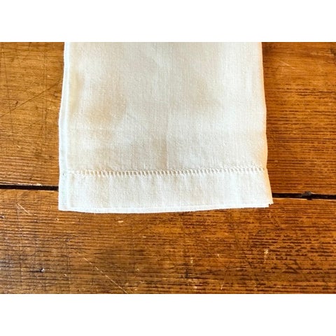 Vintage Linen Hemstitched Dinner Napkins, Set 11 For Sale - Image 4 of 4