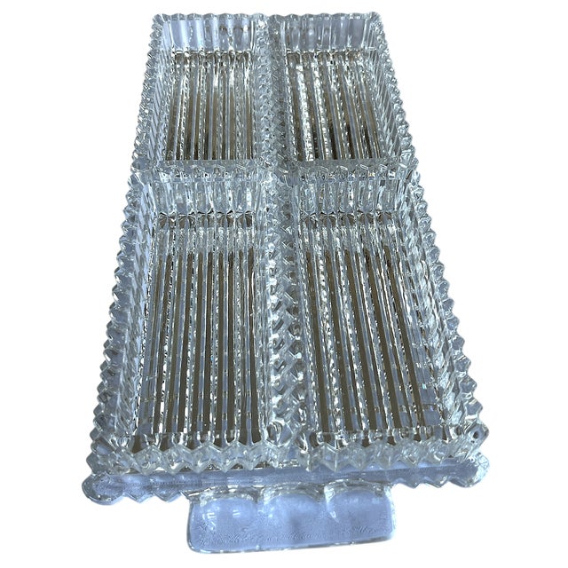 Mid 20th Century Mid 20th Century Mid 20th Century Indiana Glass "Colony Park" Ribbed Pressed Glass Relish Tray With Four Inserts For Sale - Image 5 of 14