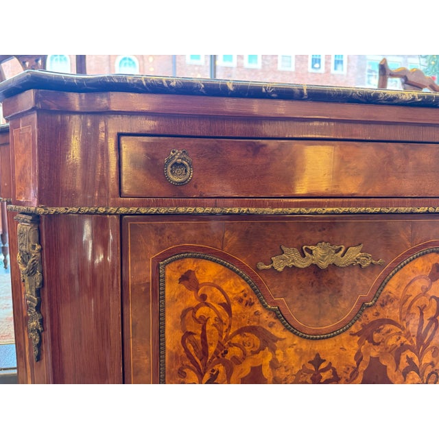 1910s French Style Marquetry Fruitwood Console Table For Sale - Image 4 of 6