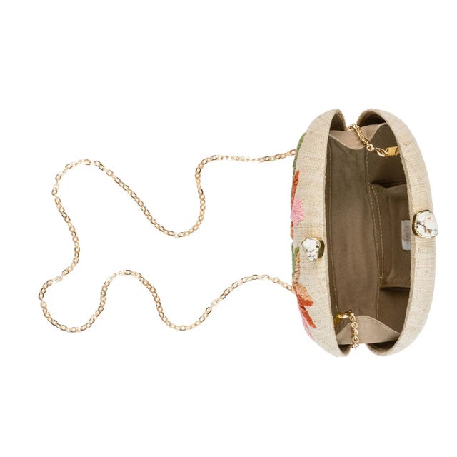 Berna Natural / Pink / Coral Dome Clutch For Sale - Image 4 of 4