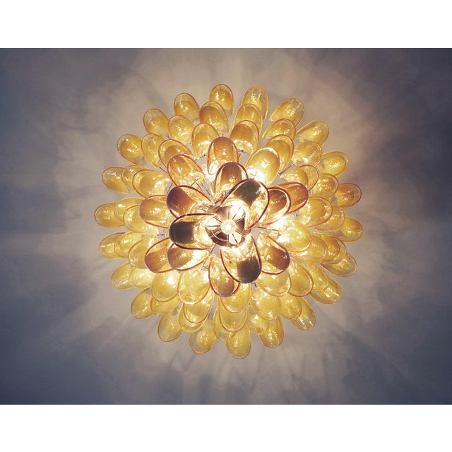 Glass Statement Murano Chandelier – 85 Caramel Lattimo Glass Petals, 7-Tier Italian Statement Light For Sale - Image 7 of 7