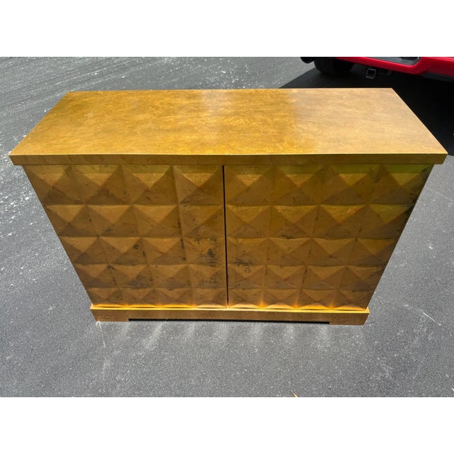 Baker Furniture Company 1970s Barbara Barry for Baker Mid Century Diamond Gold Leaf Cabinet Credenza, Attributed For Sale - Image 4 of 12