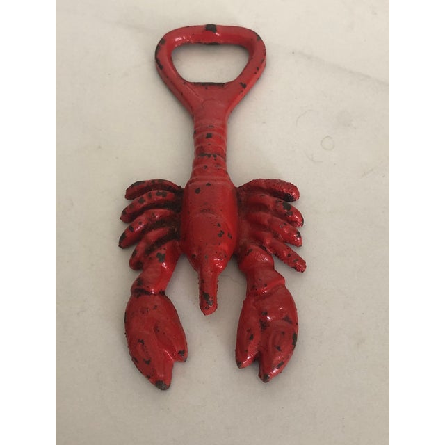 Red Vintage Cast Iron Red Lobster Bottle Opener For Sale - Image 8 of 9