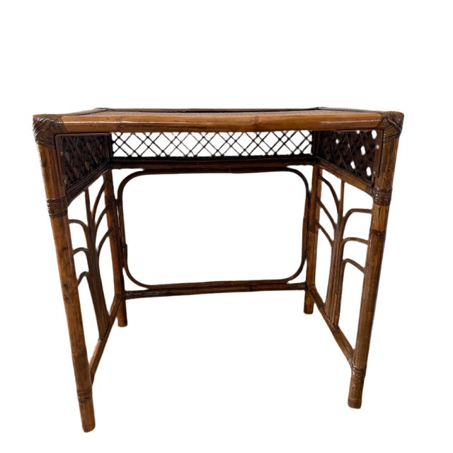 1950s Burnt Bamboo Side Table For Sale - Image 6 of 6