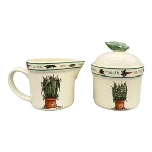1990's Otagiri Ceramic Vegetable Gardening Sugar and Creamer Set