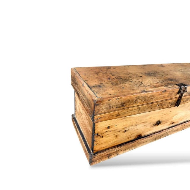 Wood Antique Rustic Pine Chest with Dovetail Joinery and Iron Hardware For Sale - Image 7 of 9