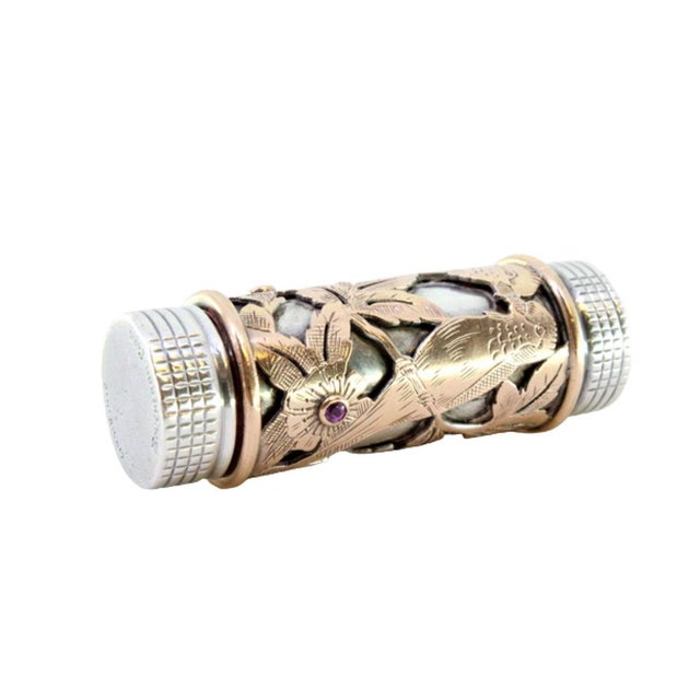 Silver Gold and Silver Lipstick with Cutouts For Sale - Image 8 of 8