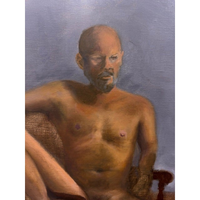Steven Seated 2025 Oil on Canvas 18 H x 24 W in. By Kathleen Varadi A contemporary figurative study depicting a seated...