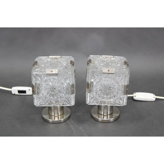 Glass Table Lamps attributed to Kamenicky Senov, Czechoslovakia, 1970s, Set of 2 For Sale - Image 4 of 12