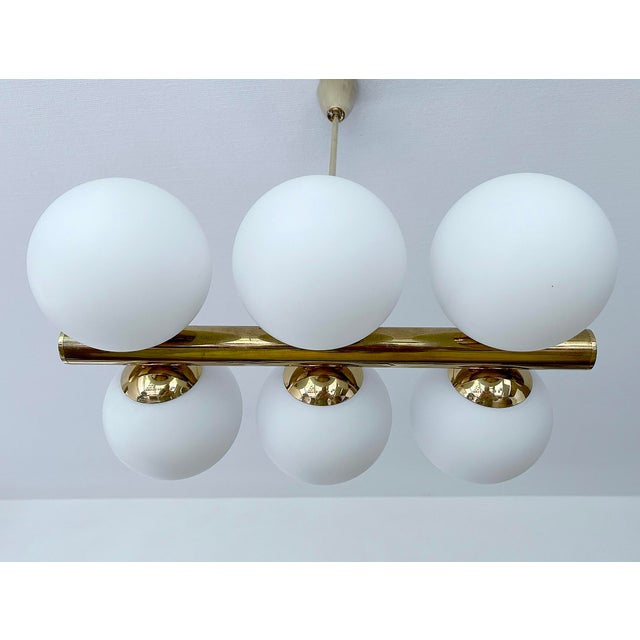 Mid-Century Modern Vintage Glass Pendant Light in the style of Stilnovo, 1950s For Sale - Image 3 of 18