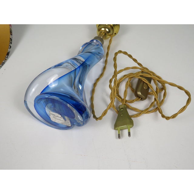 Mid-Century Blue Crystal Table Lamp from Val Saint Lambert, 1960s For Sale - Image 9 of 12