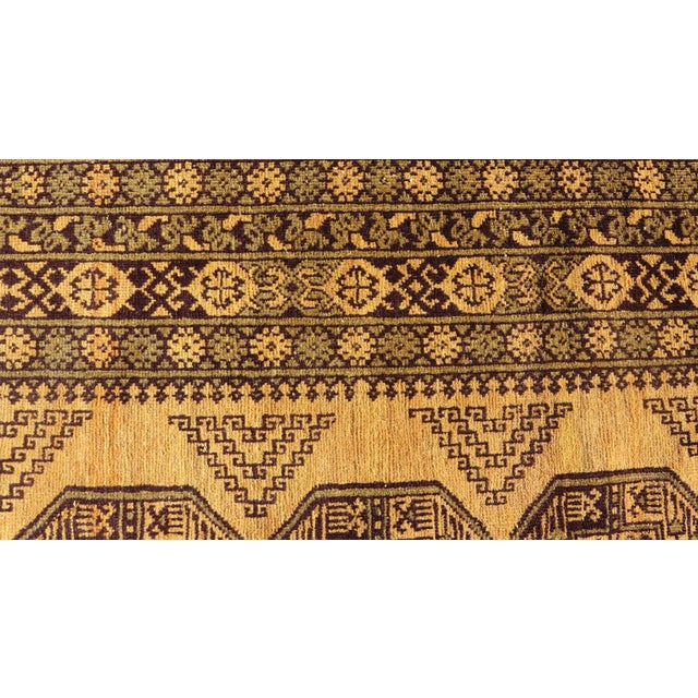 Hand-Knotted Ersari Rug in Wool With Gul Design in Marigold and Brown 5'2 X 7'8 For Sale - Image 9 of 12