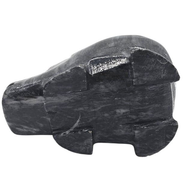 Stone Hand-Carved Black Stone Hippopotamus Sculpture, 4" For Sale - Image 7 of 7
