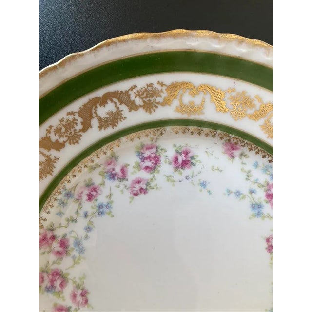 Green Early 20th Century Antique French Gold and Green Limoges Porcelain Plate by Haviland For Sale - Image 8 of 12