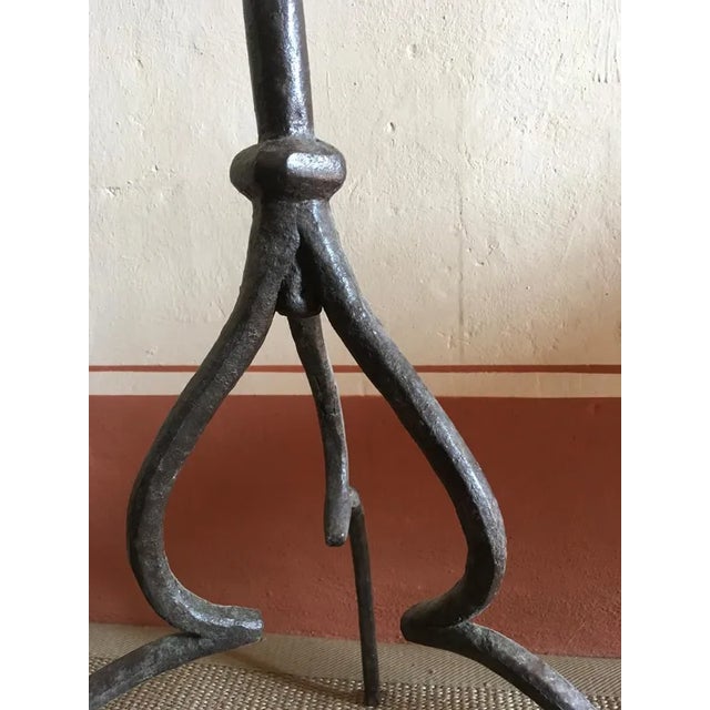 14th Century Medieval Black Wrought Cast Iron Tripod Pedestal, Italy For Sale - Image 5 of 11