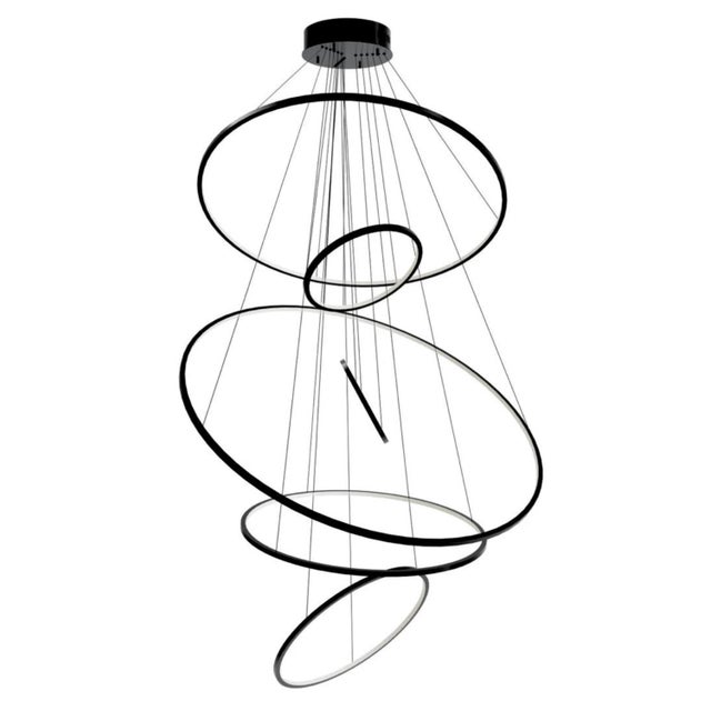 2000 - 2009 Large 6 Ring Chandelier | Adjustable For Sale - Image 5 of 5
