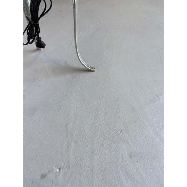 Pair of French Mid-Century Polished Nickel Tripod Floor Lamps For Sale - Image 10 of 14
