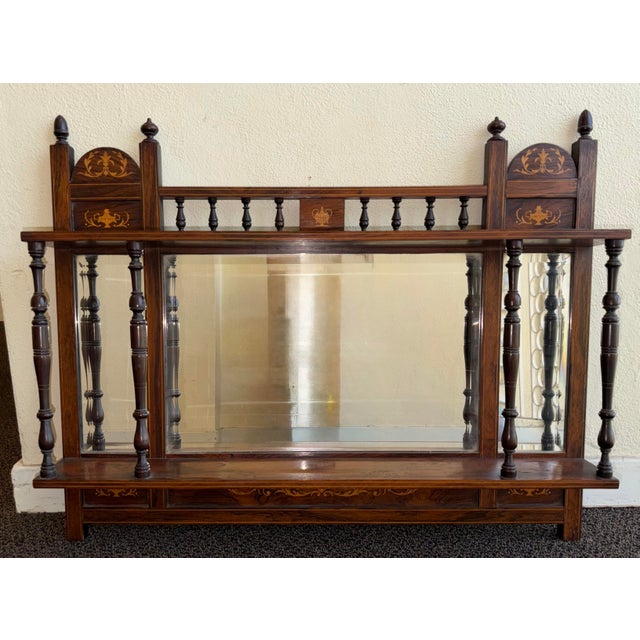 Wood Antique English Edwardian Entry or Over Mantel Mirror For Sale - Image 7 of 12