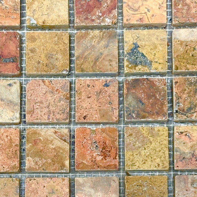 Polished and unfilled sonrisa travertine 1" x 1" decorative mosaic tile. Suitable for use in vertical and horizontal...