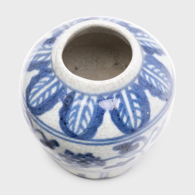 Chinese Chinese Petite Crackled Blue & White Vase, C. 1880 For Sale - Image 3 of 4