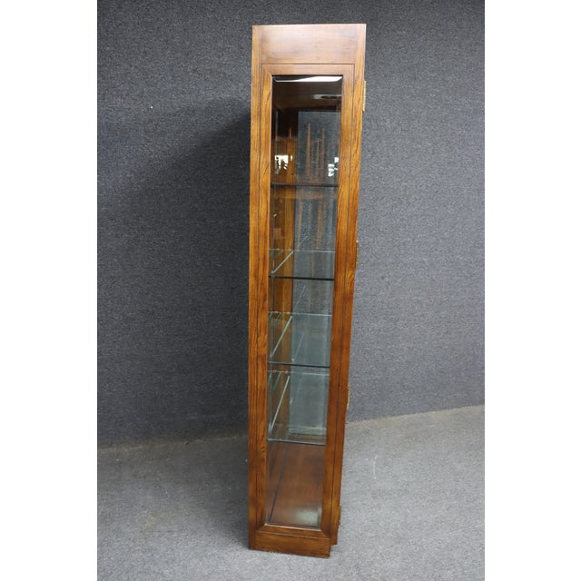 Brown Henredon Scene One Oak Lighted Curio Cabinet For Sale - Image 8 of 12