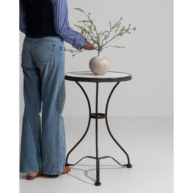 French Bistro Table with Marble Top, Antique, France, Circa 1900 For Sale - Image 10 of 11