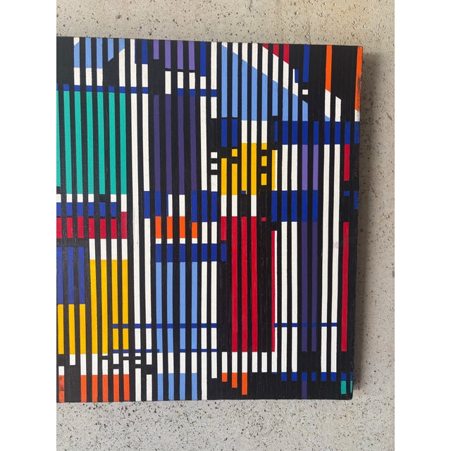 Agam Yaacov Vintage Signed Geometric Op Art Painting, in the Style of Yaacov Agam For Sale - Image 4 of 7