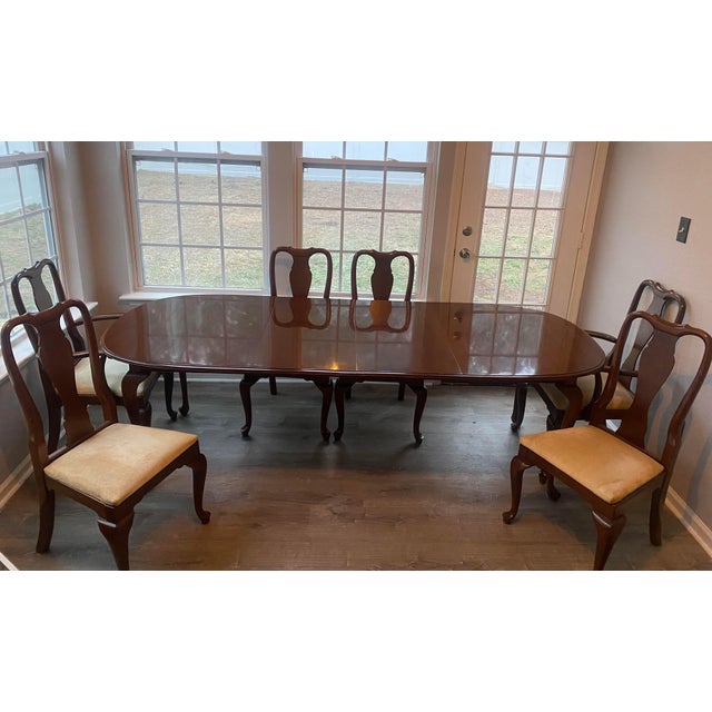 Knob Creek by Ethan Allen Cherry Dining Room Table Set With 6 Chairs
