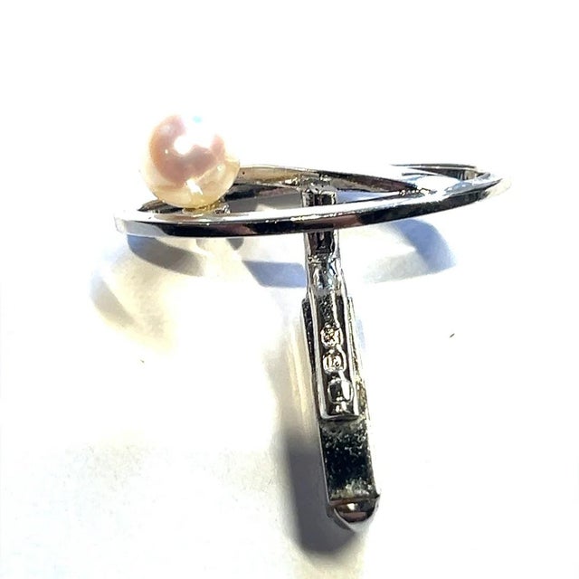 1990s 1990s Mikimoto Estate Akoya Pearl Mens Cufflinks Sterling Silver, 2 Pieces For Sale - Image 5 of 6