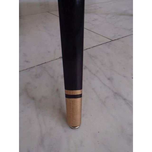 Triangular Mosaic Table with Brass Trim and Black Feet, 1950s For Sale - Image 6 of 12