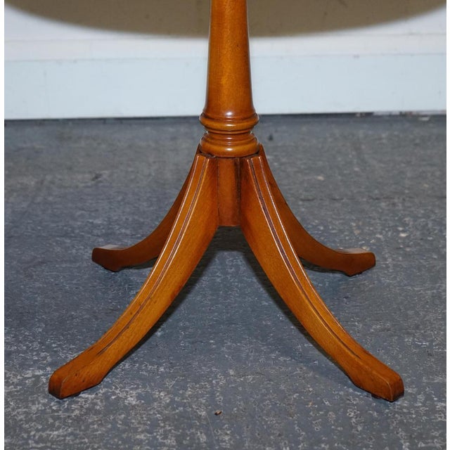 Vintage Yew Wood Circular Drum End Side Lamp Table For Sale - Image 6 of 11