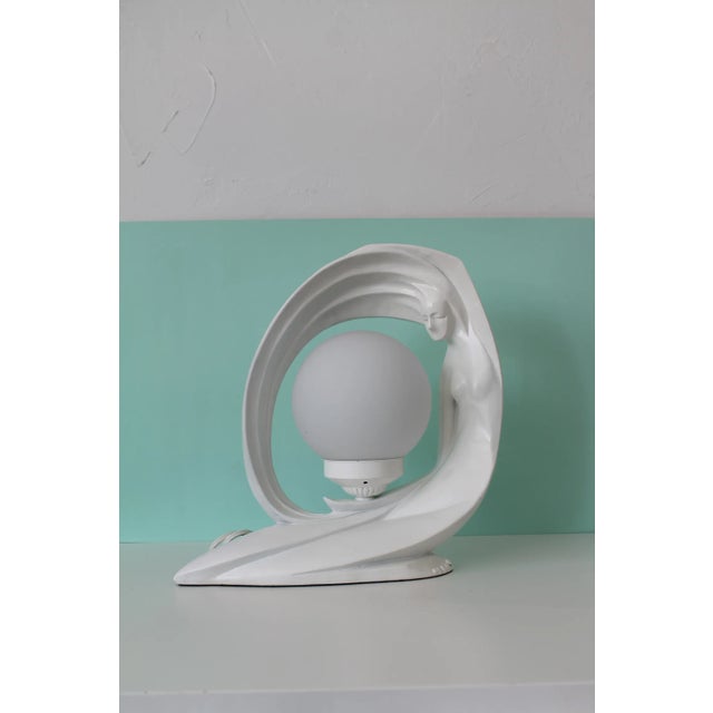 Glass Pair of 80's Statue Lamps For Sale - Image 7 of 8