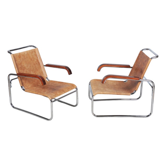 Czech Bauhaus Chrome Armchairs attributed to M. Breuer for Thonet, 1920s, Set of 2 For Sale