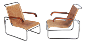 Czech Bauhaus Chrome Armchairs attributed to M. Breuer for Thonet, 1920s, Set of 2