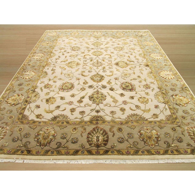 Traditional Cassandra Oriental Multicolor Hand-Knotted Wool & Silk Rug Carpet, Floral Design For Sale - Image 3 of 3