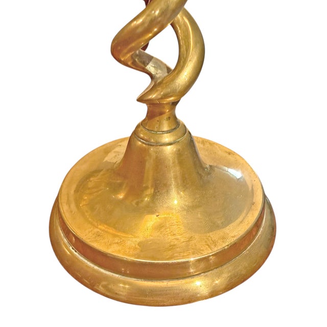 Pair of 18th Century English Brass Barley-Twist Candlestick Lamps For Sale - Image 10 of 12