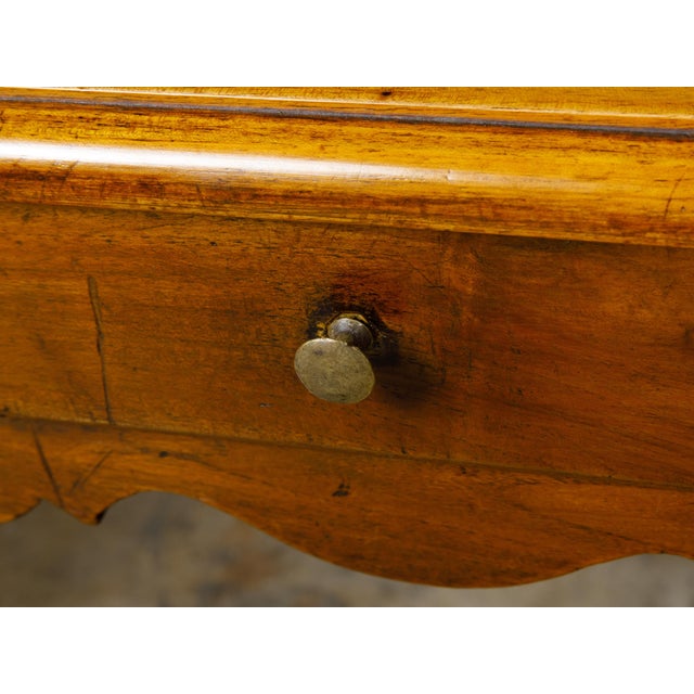 Wood French Louis XV Style Walnut Side table with Scalloped Apron and Single Drawer For Sale - Image 7 of 12