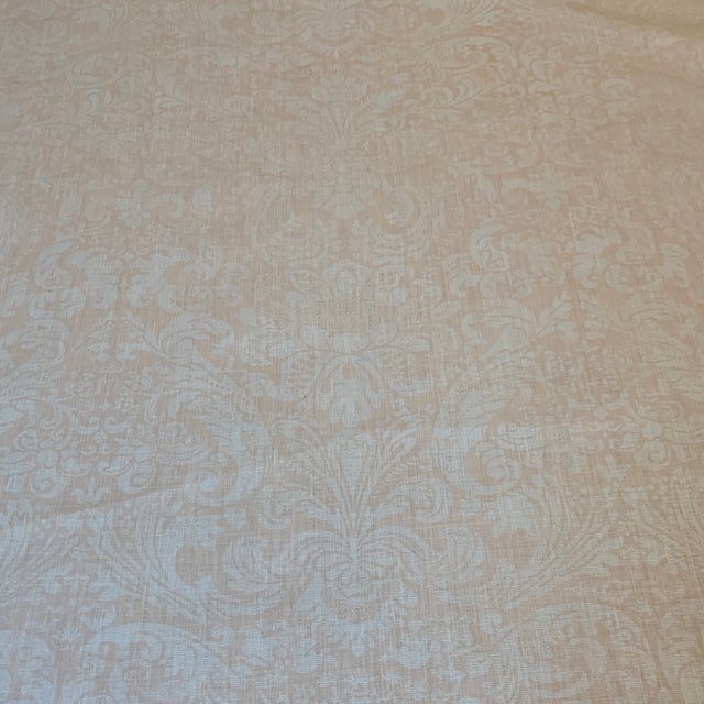 Traditional Twigs Caravaggio Conch Shell Pink Hand Printed Damask Linen Fabric - 14 Yards For Sale - Image 3 of 10