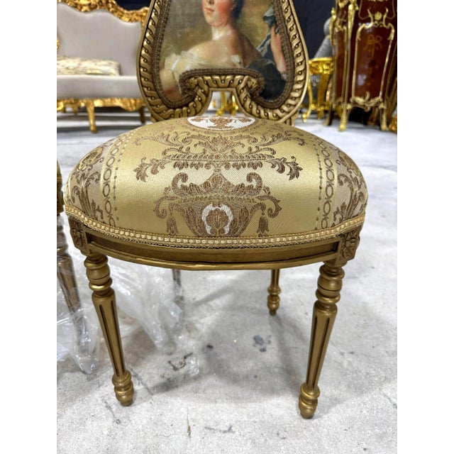 Baroque Gold Accent Chair With Lady Portrait – Elegant Baroque Style For Sale - Image 3 of 5