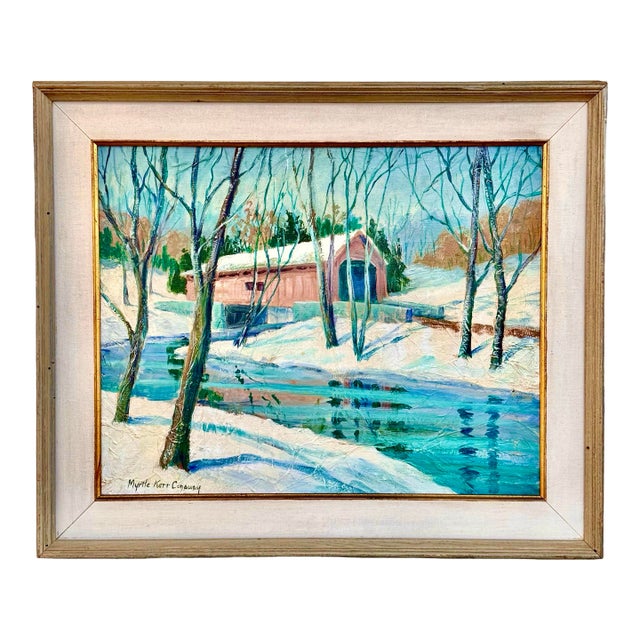 Mid 20th Century Pennsylvania American Impressionist Pennsylvania Winter Landscape by Myrtle Kerr Conaway For Sale