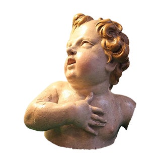 Baroque Wooden Angel Bust For Sale