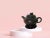 Paint Lucky Peach Yixing Zisha Chinese Unglazed Red Leaf Tea Pot With Twig Handle on Carved Wood Stand For Sale - Image 7 of 10