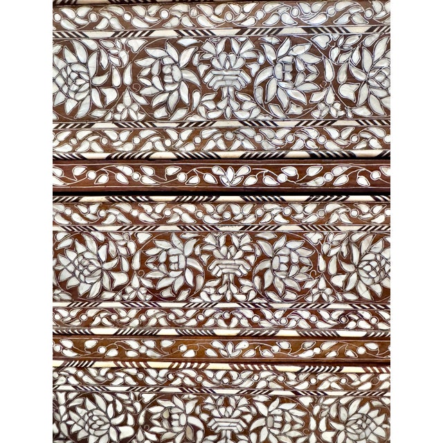 Antique White Exceptional Antique Late 19th Century Mother-of-Pearl Inlaid Highboy Dresser For Sale - Image 8 of 9