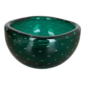Italian Bullicante Green Bowl in Murano Glass, 1970s