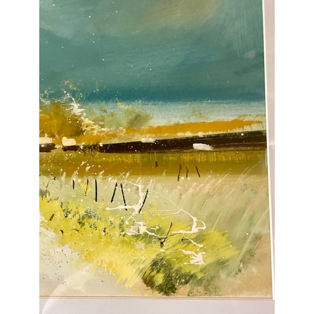 This captivating mid-century modern mixed media landscape painting beautifully blends Western abstract expressionism with...