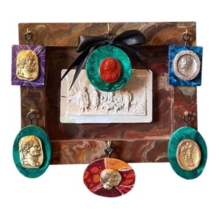 Italian Grand Tour Style Faux Marble Specimen Gilded Classical Intaglio Collection For Sale