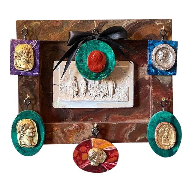 Italian Grand Tour Style Faux Marble Specimen Gilded Classical Intaglio Collection For Sale