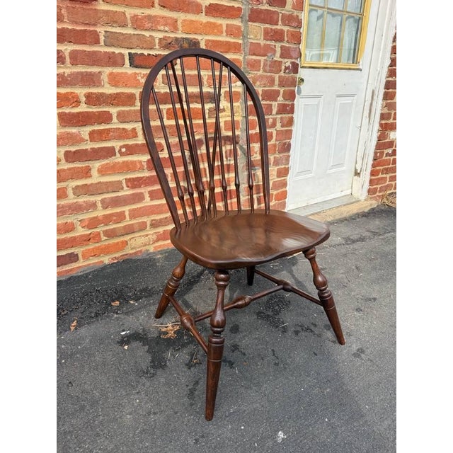 Late 20th Century Vintage Windsor Style Hoop BraceBack Oak Side Chair For Sale - Image 5 of 18